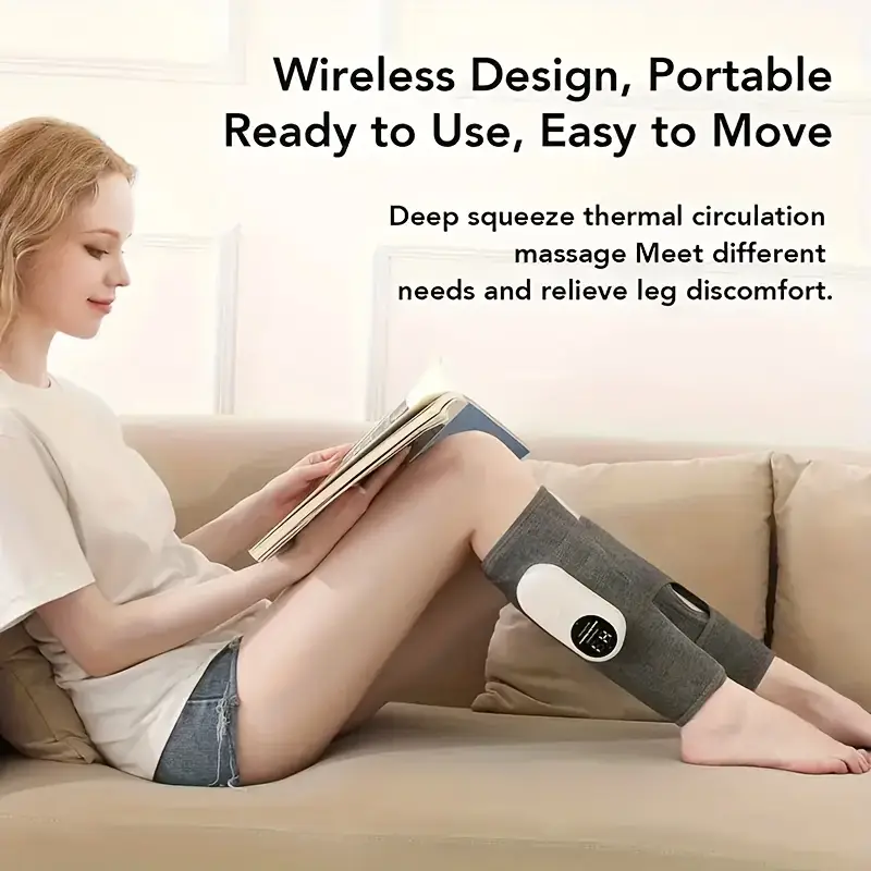 1 Electric Leg Massager Set with Heating Function, Wireless Air Pressure, USB Charging, Rechargeable Battery to Promote Blood Circulation And Muscle Relaxation for Calf And Foot Care