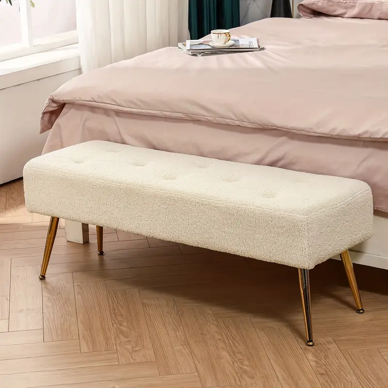 For Bed End Bedroom Living Room, Tufted Bench Fashionable Shoe Stool