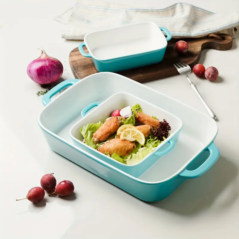 Sweejar Ceramic Bakeware Set, 12.8 X 8.9 Inches Rectangular Porcelain Baking Pans | For Cooking, Kitchen, Cake Dinner, Banquet And Daily Use