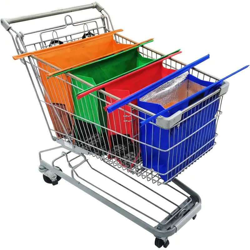 4pcs Heavy Duty Supermarket Shopping Cart BagShopping Cart Bags- Durable Reusable Grocery Bags with Sturdy Handles, Perfect for Supermarkets,