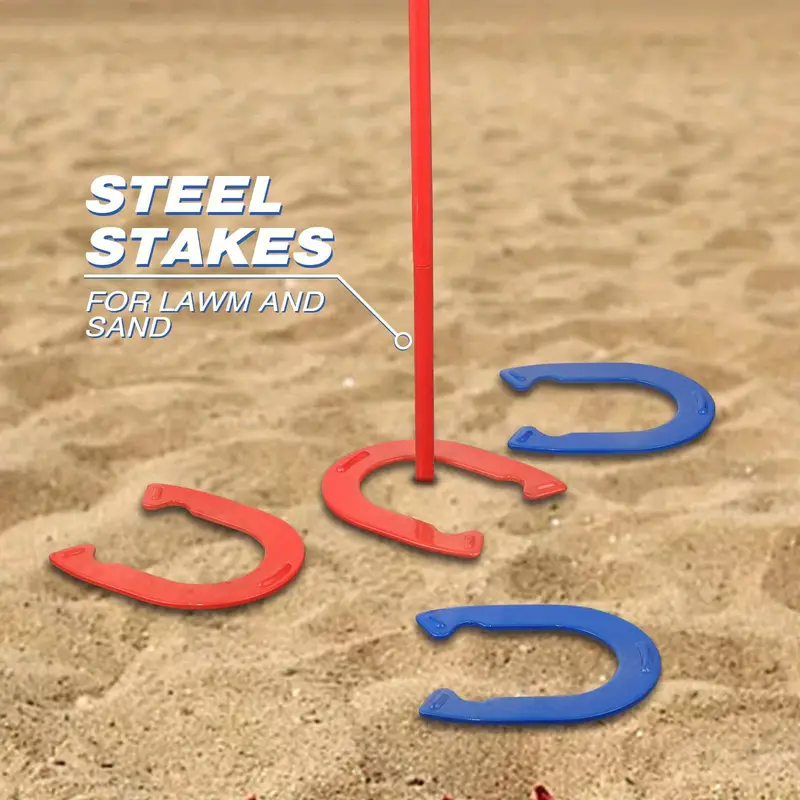 Horseshoes Outside Game, Horseshoes Outdoor Games Set Heavy Duty 4 Horse Shoes & 2 Stakes, Horse Shoes Outdoor Games for Adults And Family