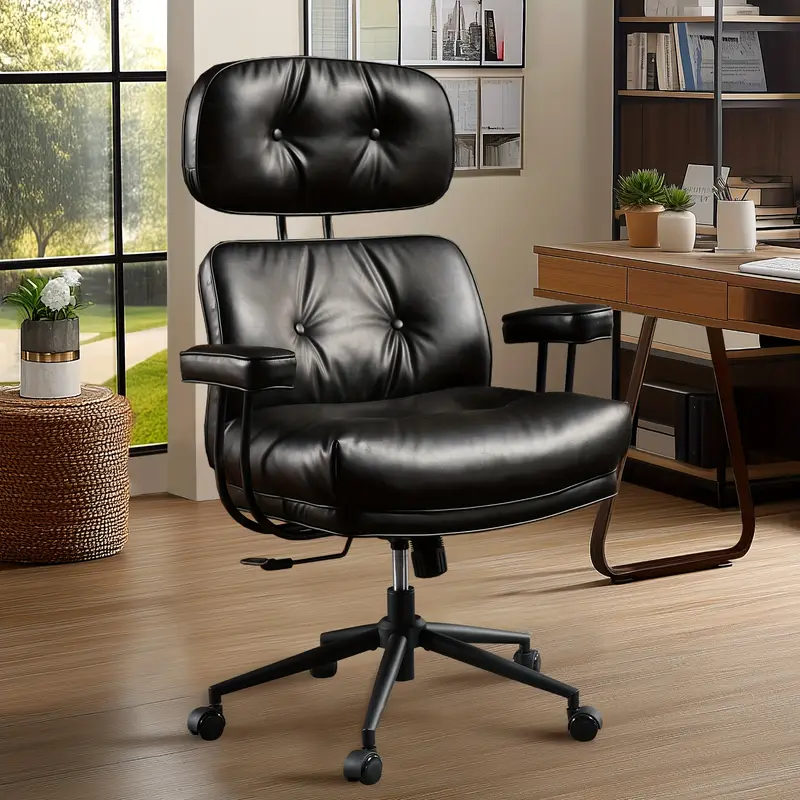 High Back Faux Leather Modern Adjustable Executive Office Chair | Padded Armrests, Lumbar Support & Ergonomic Design for Home or Office Use | Luxury Executive Chair